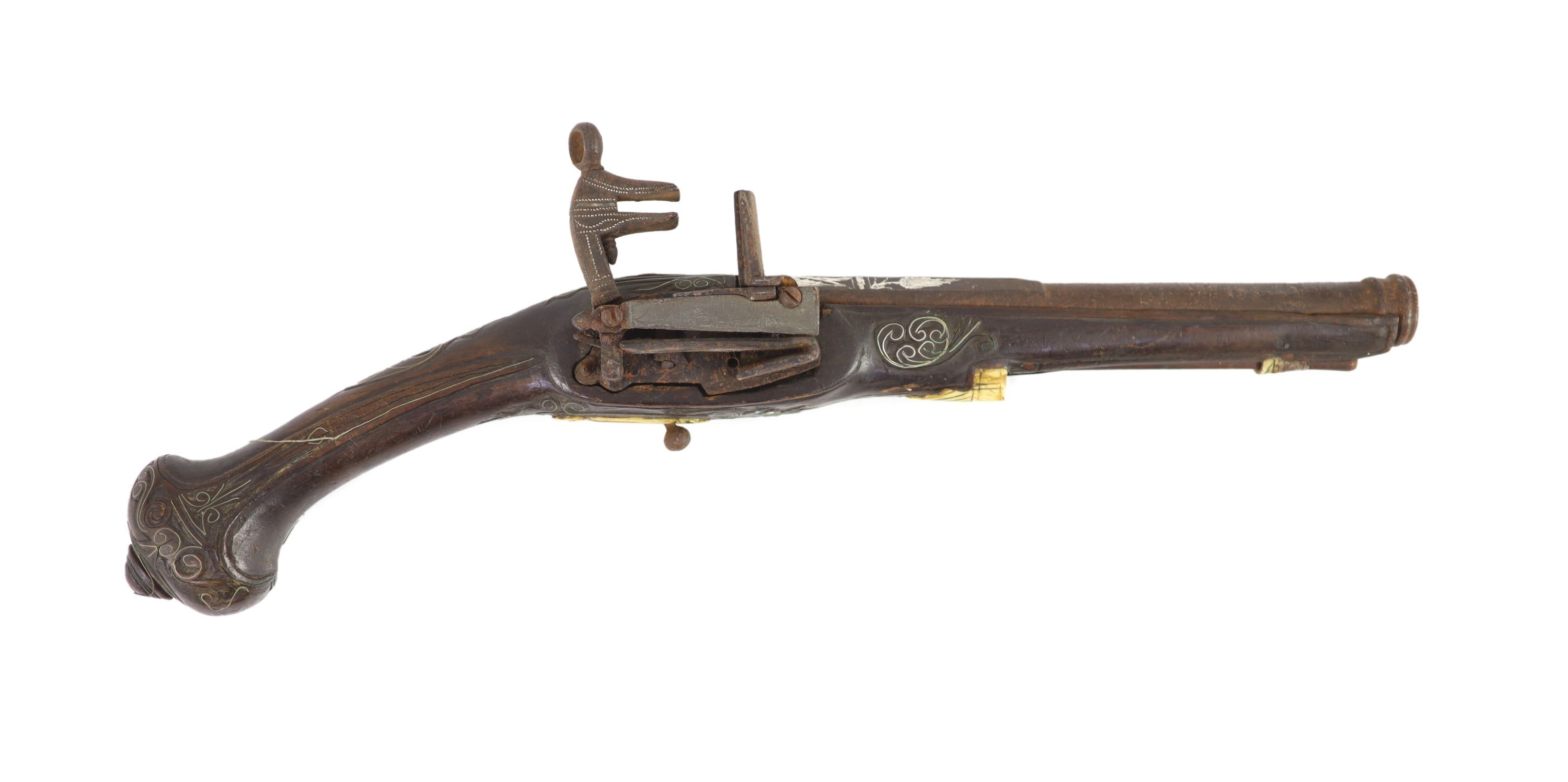 A Turkish market flintlock pistol, length 54cm